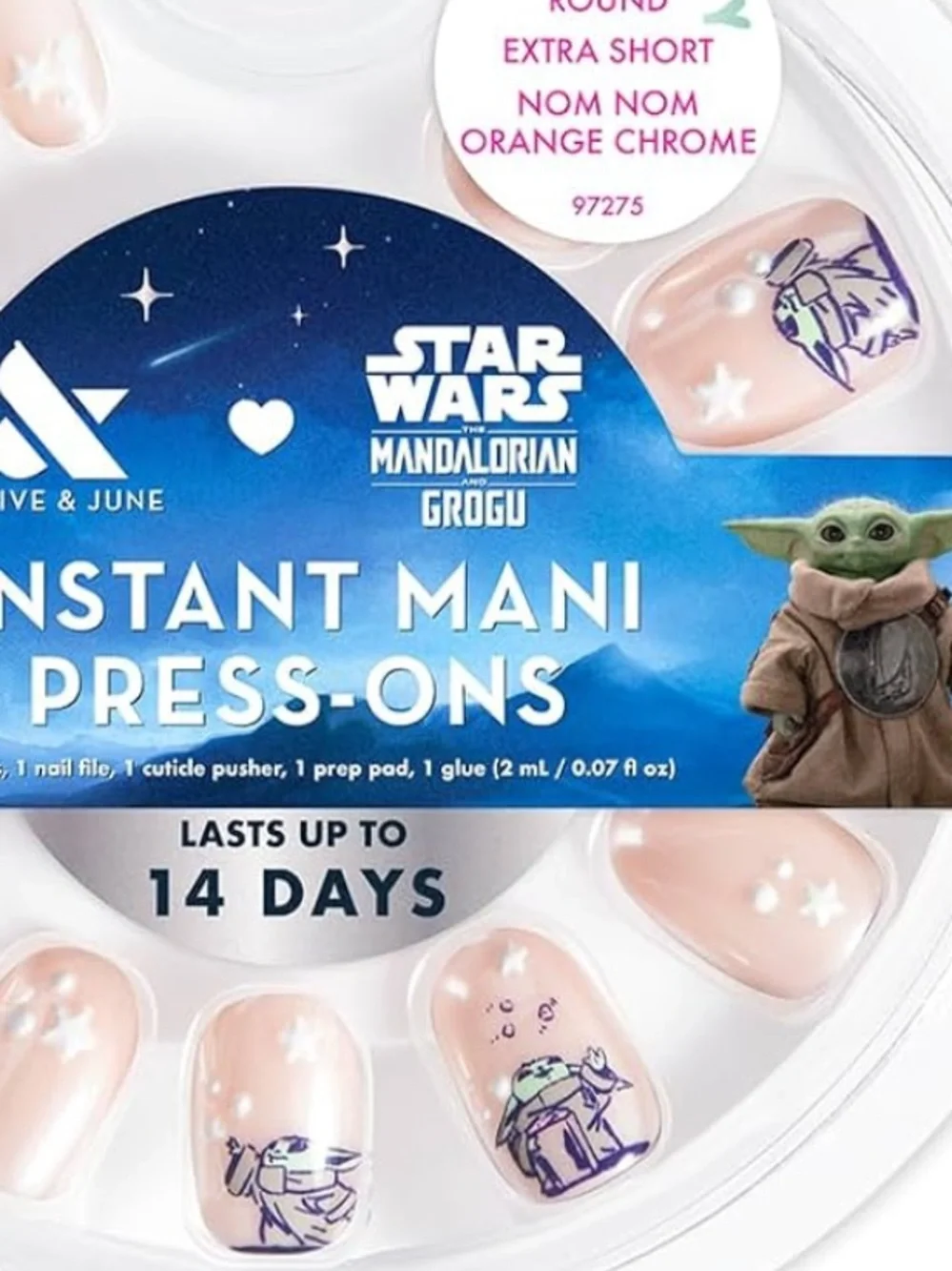 Star Wars The Mandalorian Instant Mani Press-Ons - Nude with Grogu